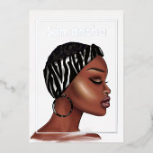 Invitation de Black Woman Birthday Party Foil (Recto)