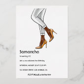 Invitation de Black Woman Birthday Party Foil (Verso)