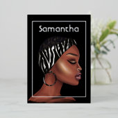 Invitation de Black Woman Birthday Party Foil (Debout devant)