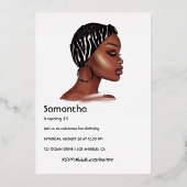 Invitation de Black Woman Birthday Party Foil (Verso)