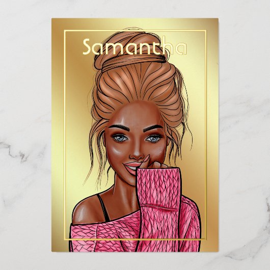 Invitation de Black Woman Birthday Party Foil (Recto)