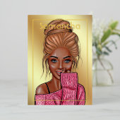 Invitation de Black Woman Birthday Party Foil (Debout devant)