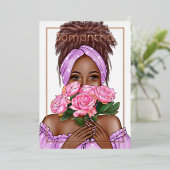 Invitation de Black Woman Birthday Party Foil (Debout devant)