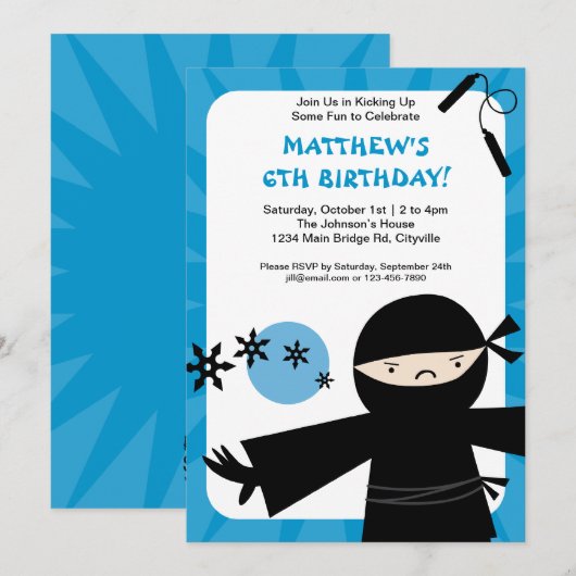 Invitation de bleu de puissance de Ninja (Devant / Derrière)