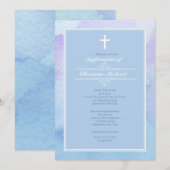 Invitation de bleu d'élégance d'aquarelle (Devant / Derrière)