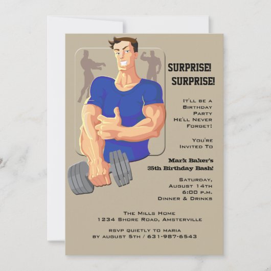 Invitation de bleu d'homme de muscle (Devant)