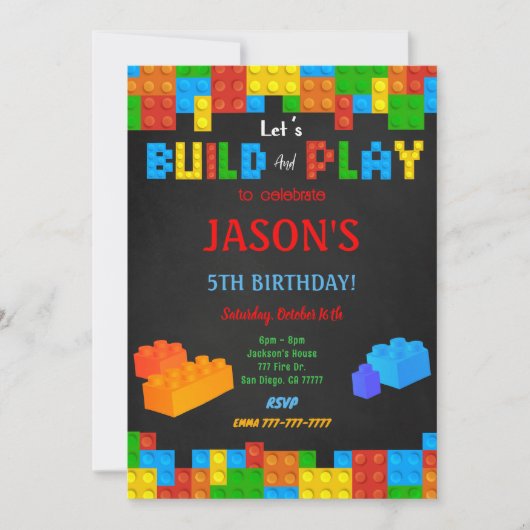 Invitation de bloc modifiable (Devant)