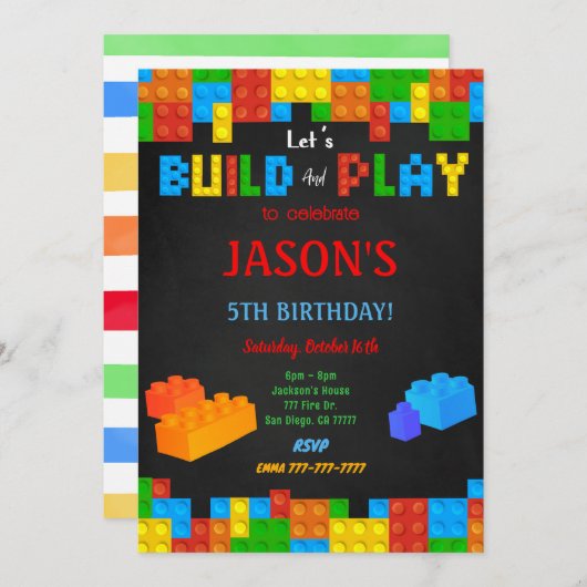 Invitation de bloc modifiable (Devant / Derrière)