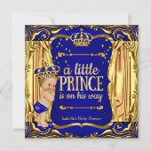 Invitation de Blonde Blonde Bleu Baby shower Princ (Devant)