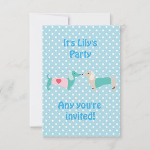Invitation de Blue Dachshund Party