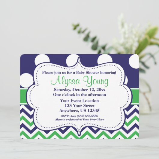 Invitation de Blue Green Pois Chevron (Debout devant)