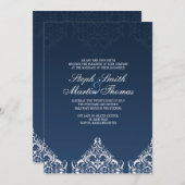 Invitation de Blue Mariage damassé (Devant / Derrière)