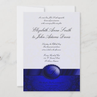 Invitation de Blue Ribbon Mariage damassé
