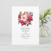 Invitation De Blush À Currant Rouge Floral Printemps Mariage (Debout devant)