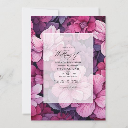 Invitation De Blush À Currant Rouge Floral Printemps Mariage (Devant)