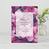 Invitation De Blush À Currant Rouge Floral Printemps Mariage (Debout devant)