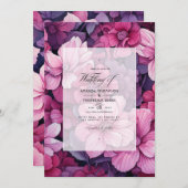 Invitation De Blush À Currant Rouge Floral Printemps Mariage (Devant / Derrière)