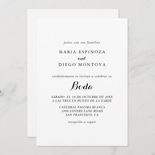 invitation de boda (Devant / Derrière)