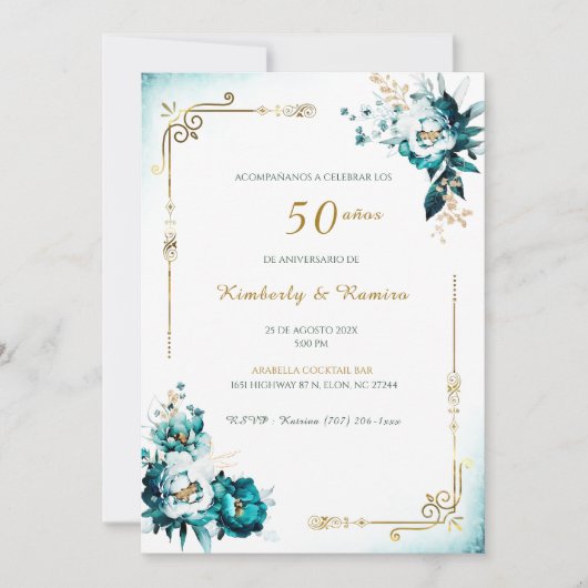 Invitation De Boda 50 Aniversario con encaj vintage (Devant)