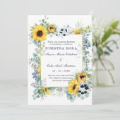 Invitation De Boda Azul Marino y Girasol (Debout devant)
