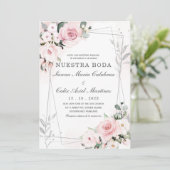 Invitation De Boda en Rosa Empolvado y gris (Debout devant)