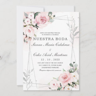 Invitation De Boda en Rosa Empolvado y gris