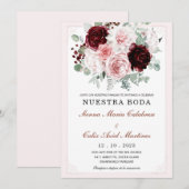 Invitation De Boda Floral Elegante Con Rosas (Devant / Derrière)