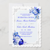 Invitation De Boda Originales y Elegantes en Azul Rey (Devant)