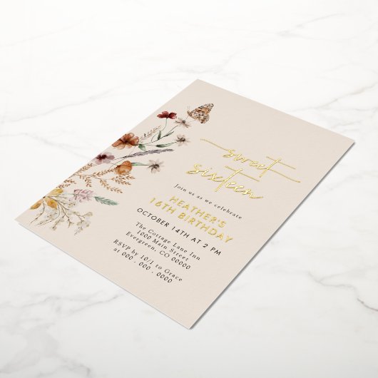 Invitation de Boho Birthday Foil (Rotation)