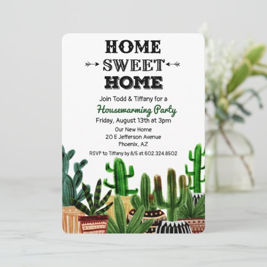 Invitation de Boho Cactus (Debout devant)