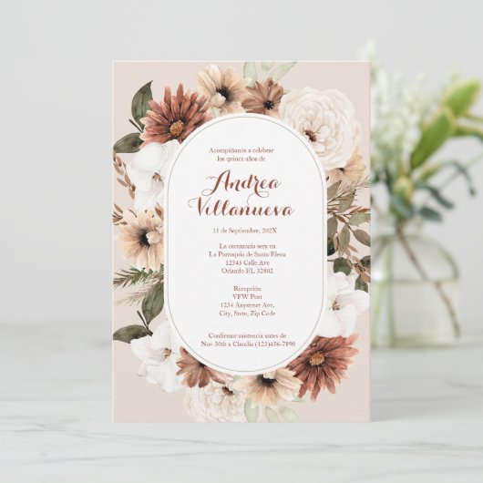 Invitation de Boho quinceañera (Debout devant)