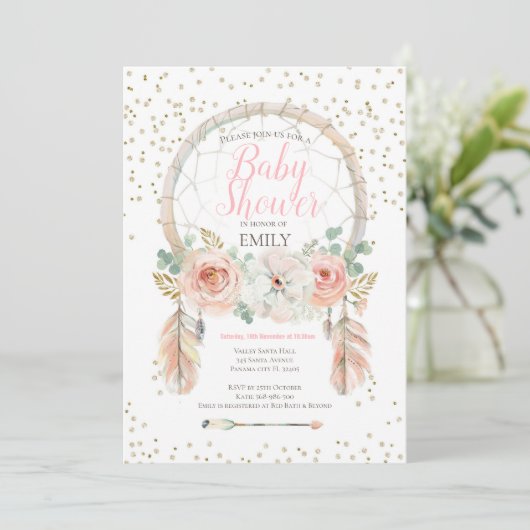 Invitation de Boho rose Gold Dream-Catcher (Debout devant)