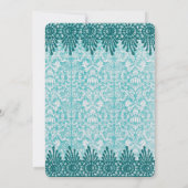 Invitation de Boho Turquoise Blue Mariage damassé (Dos)