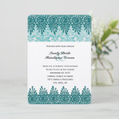 Invitation de Boho Turquoise Blue Mariage damassé (Debout devant)