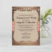 Invitation de bois de chèque rouge de la fête d'en (Debout devant)