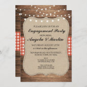 Invitation de bois de chèque rouge de la fête d'en (Devant / Derrière)