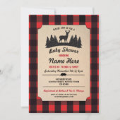 Invitation de bois du Baby shower rouge de Lumberj (Devant)
