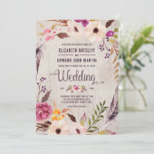 Invitation de bois floral de Faire-part de mariage (Debout devant)