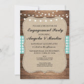 Invitation de bois Turquoise Check Party (Devant)