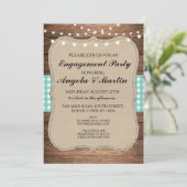 Invitation de bois Turquoise Check Party (Debout devant)