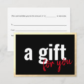 Invitation de bon cadeau noir avec bordure dorée (Devant / Derrière)