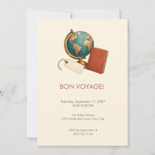 Invitation de bon voyage avec un passeport globe v