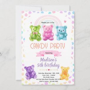 Invitation de bonbons d'ours gélifié arc-en-ciel