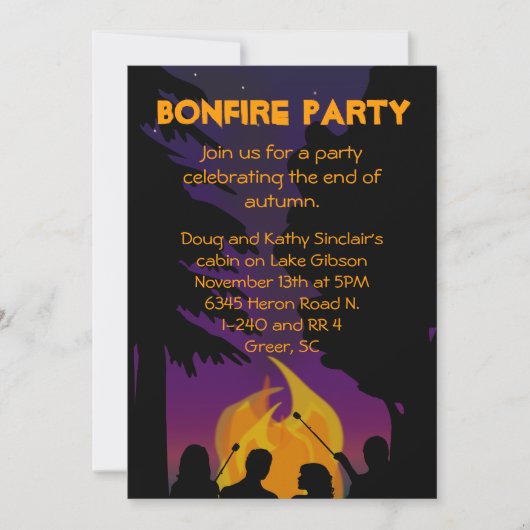 Invitation de Bonfire Party (Devant)