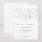 Invitation de bordure de fleurs sauvages à l'aquar (Devant / Derrière)