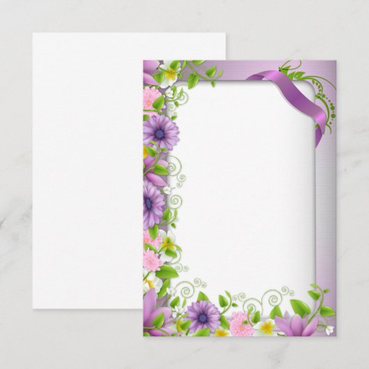 Invitation de bordure florale violette (Devant / Derrière)