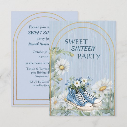 Invitation de bottes d'anniversaire de fille pour  (Devant / Derrière)