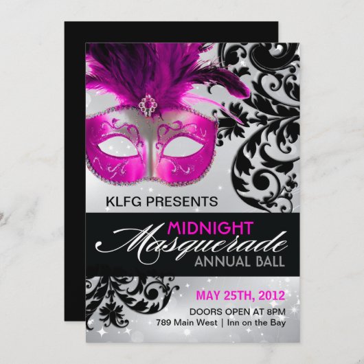 Invitation de boule de mascarade - ENTIÈREMENT (Devant / Derrière)