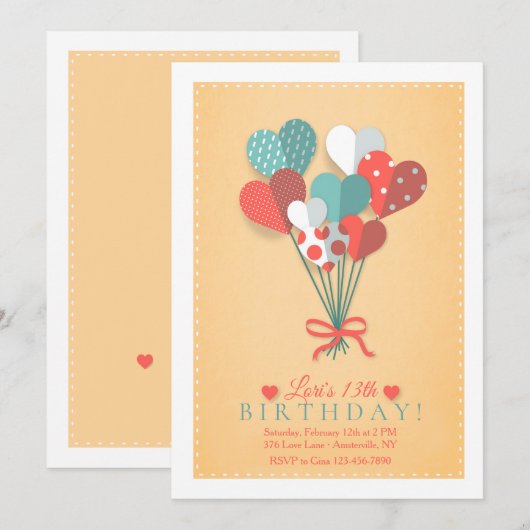 Invitation de bouquet de coeur (Devant / Derrière)