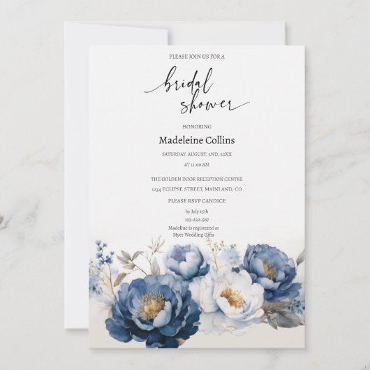 Invitation de bouquet de peonies pour une fête de (Devant)